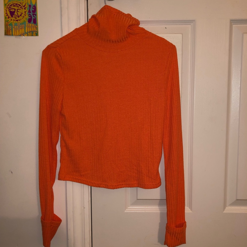 Orange Long Sleeve Mockneck Top